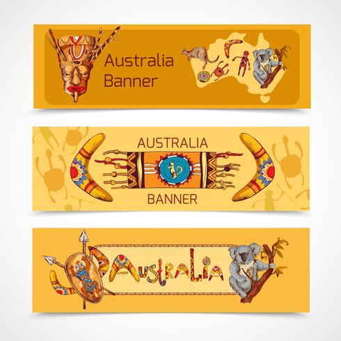 Australia boceto banners horizontal vector