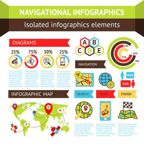 Conjunto de infografías de navegación. vector