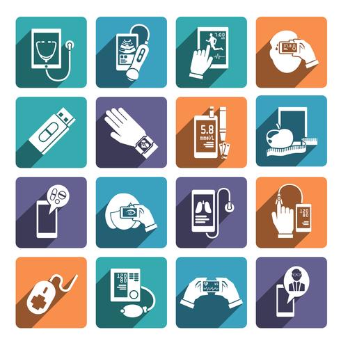 Digital health icons set vector