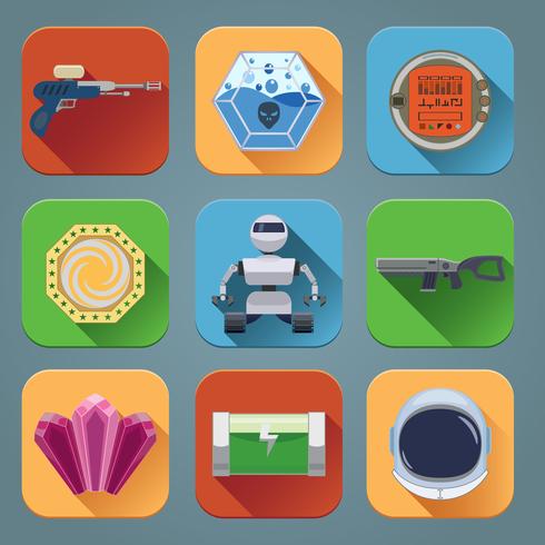 Space Game Icons Flat vector