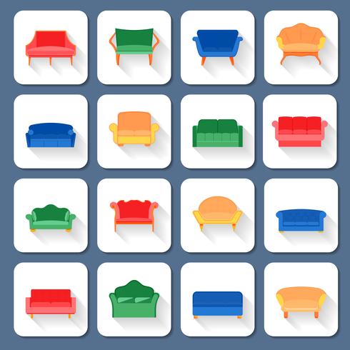 Sofa Icons Flat vector
