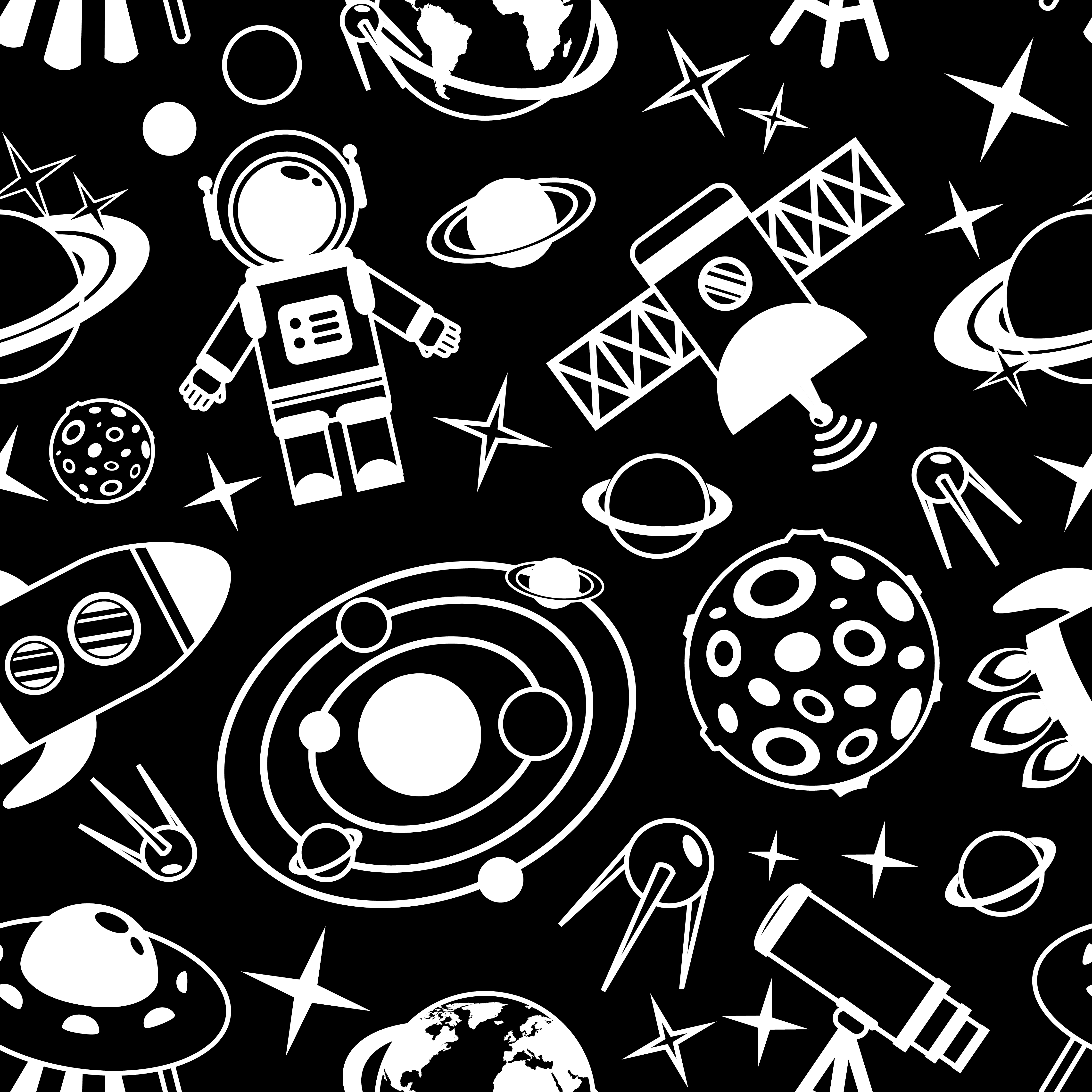Download Space black and white seamless pattern - Download Free ...