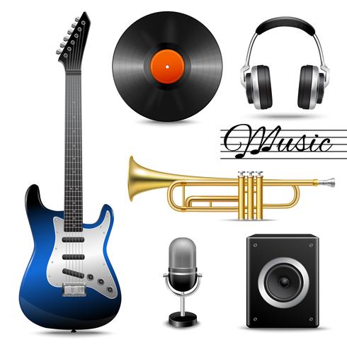 Realistic music icons set vector