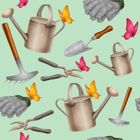 Garden tools seamless pattern vector