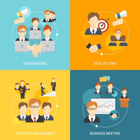 Teamwork icons flat vector