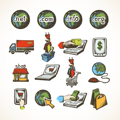Internet shopping icons vector
