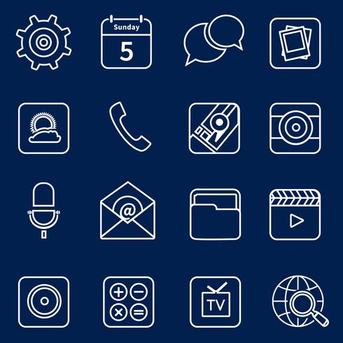Mobile applications icons outline vector