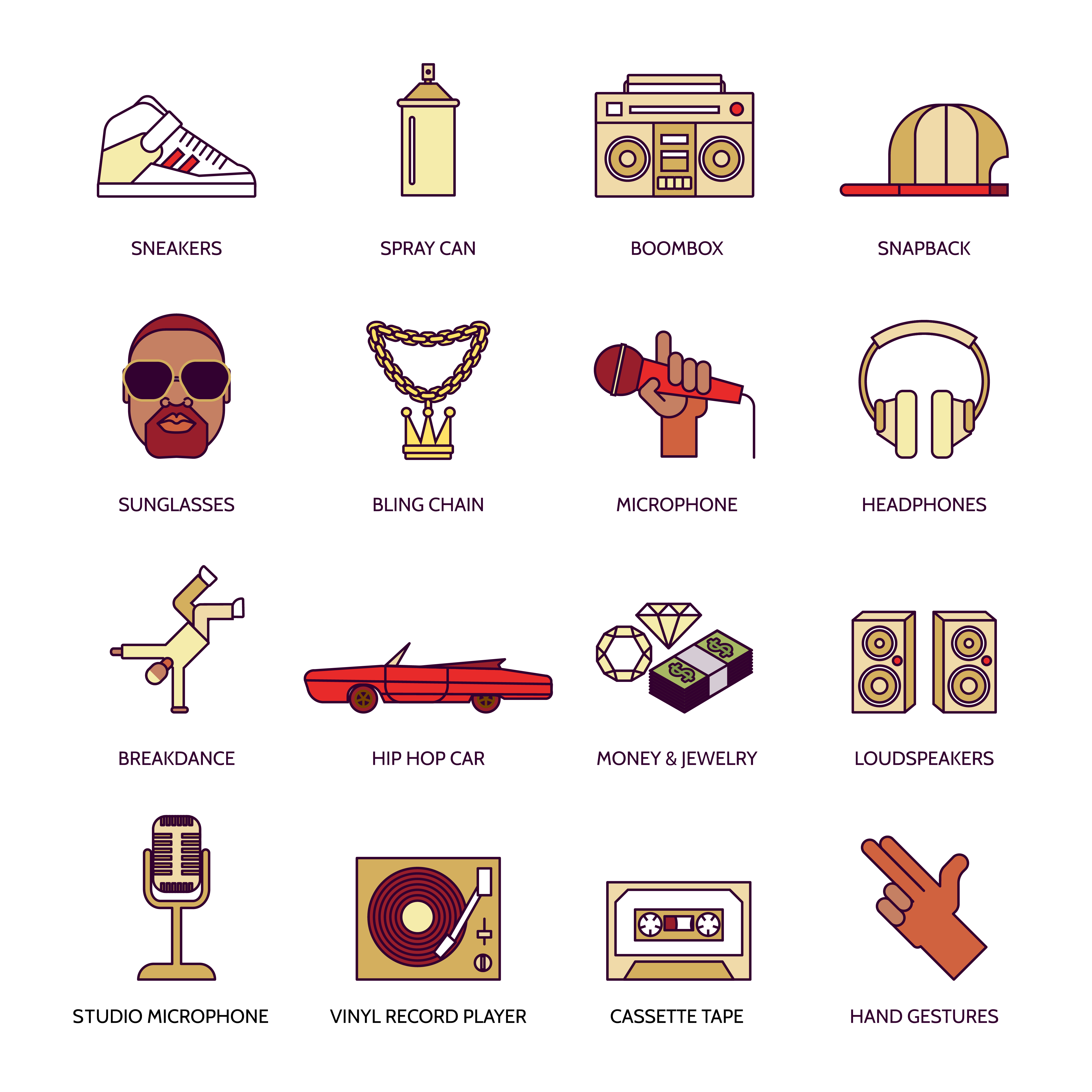 Rap Music Icons Set 438339 Vector Art At Vecteezy