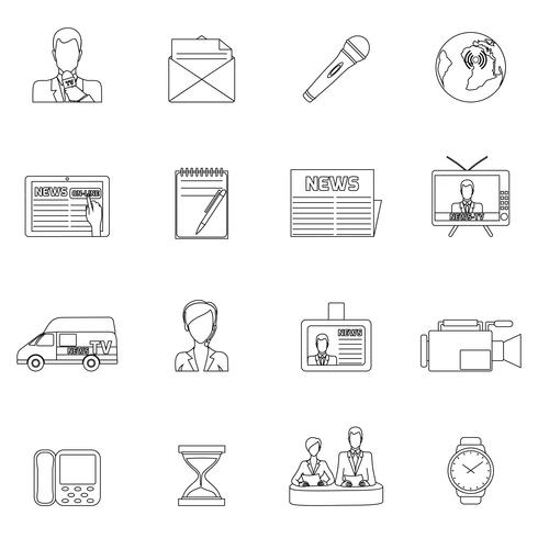 News icons set outline vector