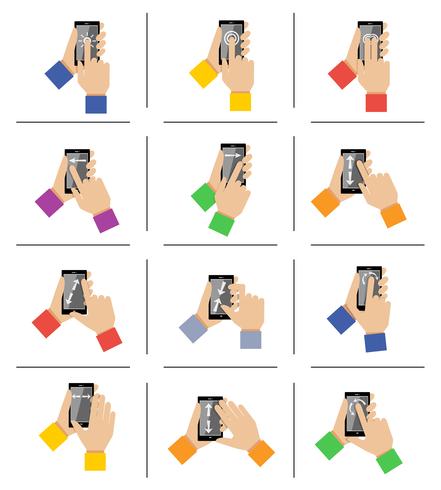 Gestos táctiles de smartphone vector