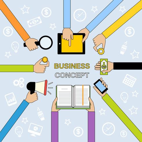 Business hands flat line vector