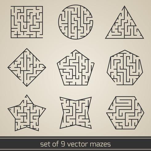 Maze labyrinth set vector