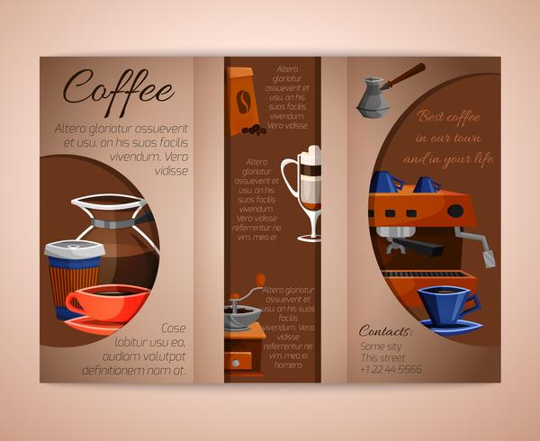 Coffee brochure tri-fold vector
