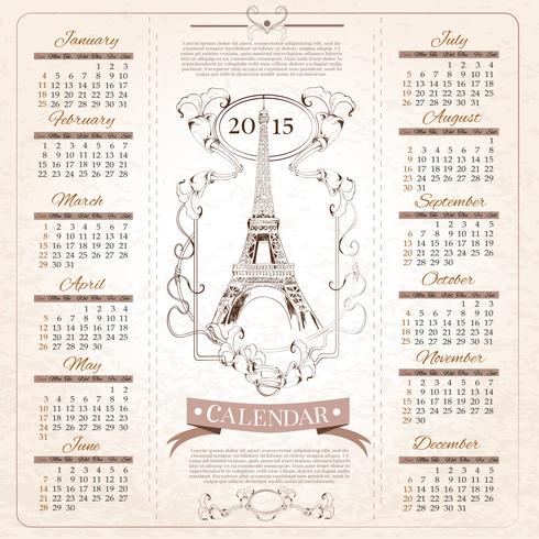 Calendario retro para el 2015 vector