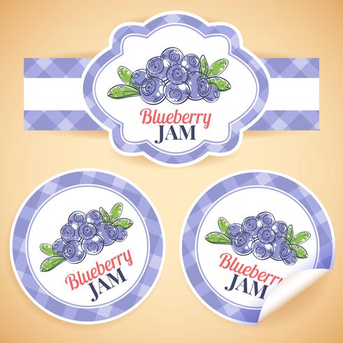 Blueberry jam labels vector