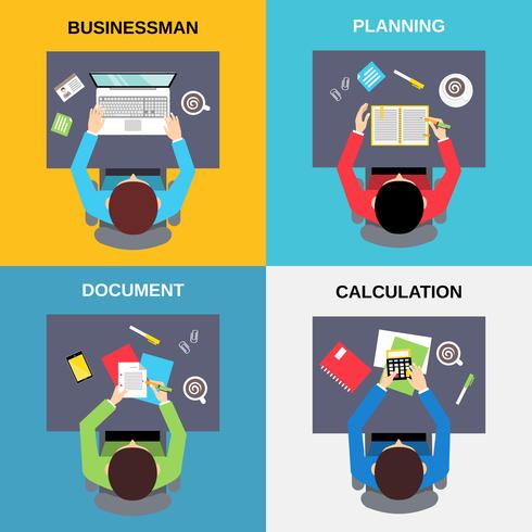 Top view businessman set vector