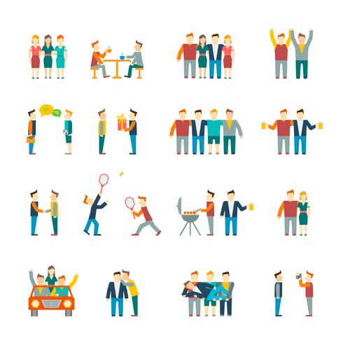 Friends icons flat vector