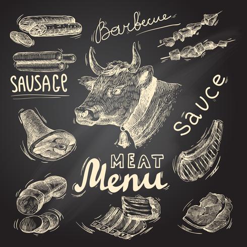 Meat chalkboard set vector