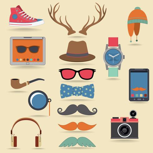 Hipster elements set vector