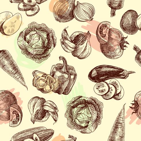 Vegetables sketch seamless pattern vector