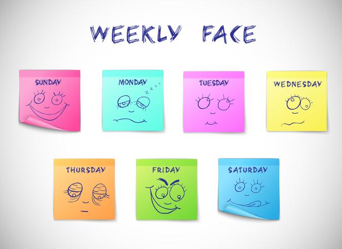 Weekly calendar stickers vector