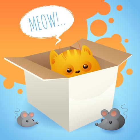 Gatito en caja vector