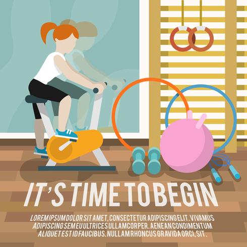 Woman at gymnasium fitness poster vector