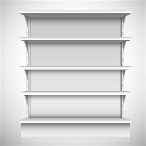 White supermarket shelves vector