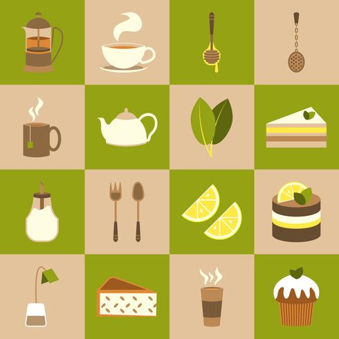 Tea icons set vector