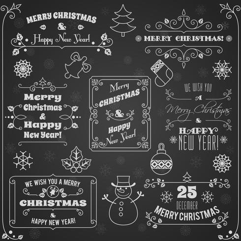 Christmas labels chalkboard set vector