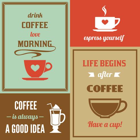 Coffee mini poster set vector