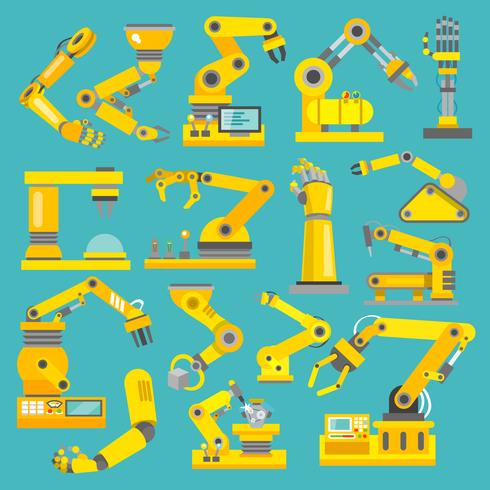 Robotic arm flat vector