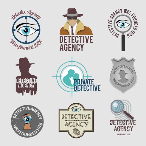 Conjunto de etiquetas de detectives vector