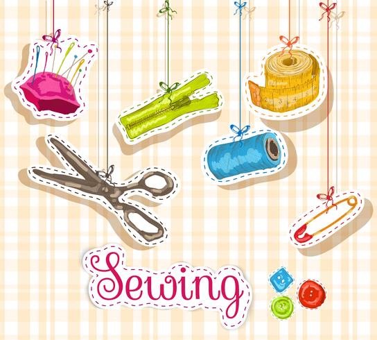 Sewing sketch composition vector