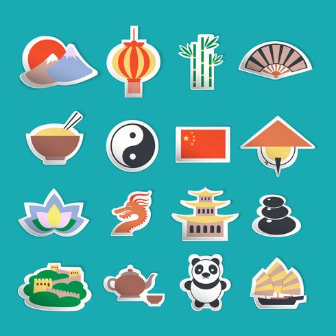 Etiquetas engomadas de los iconos de China vector