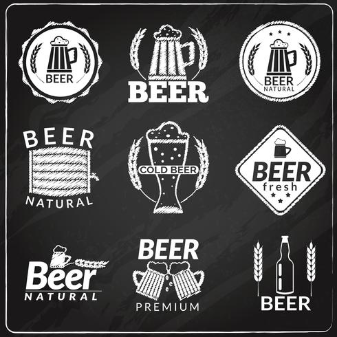 Beer chalkboard emblems vector