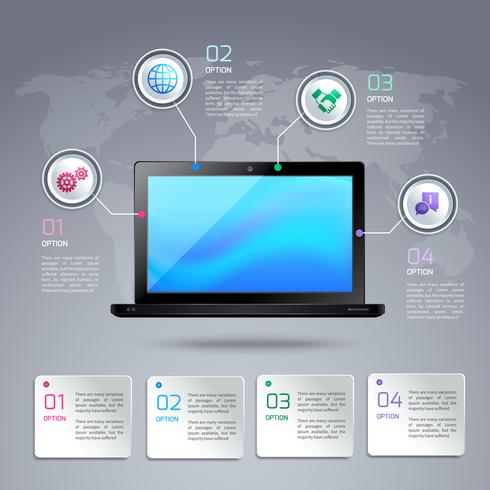 Plantilla de infografía portátil vector