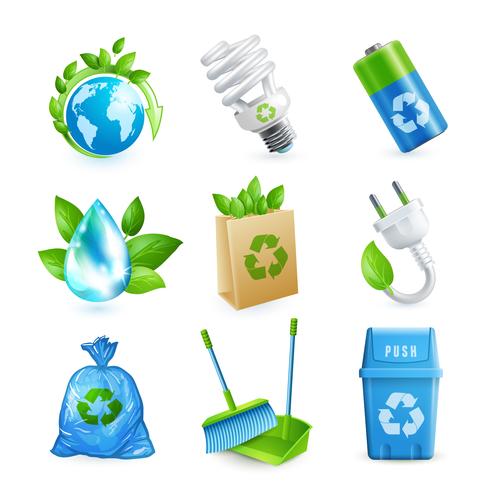 Ecology and waste icon set vector