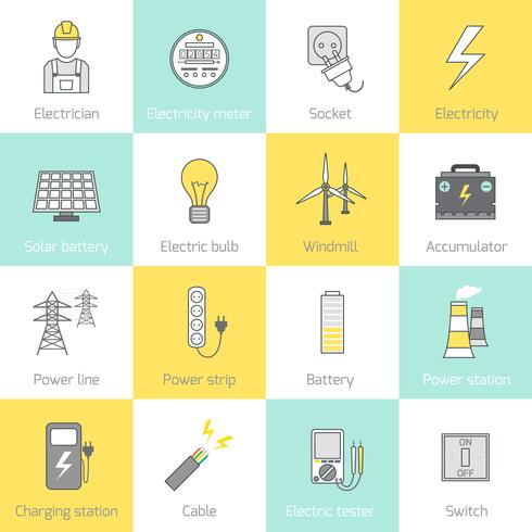 Electricity Icon Flat Line vector