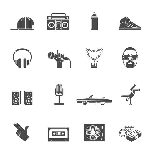 Conjunto de iconos de música rap vector