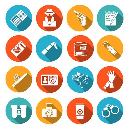 Detective Icons Set vector