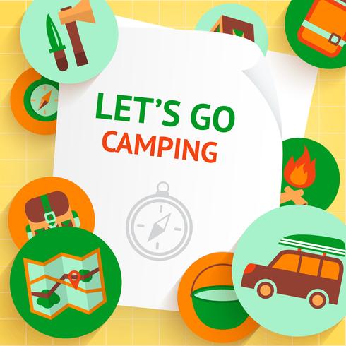 Camping background template vector