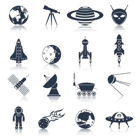 Space icons black vector