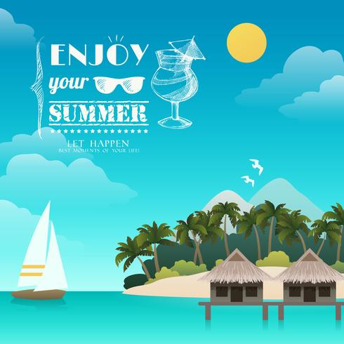 Tropical island background vector