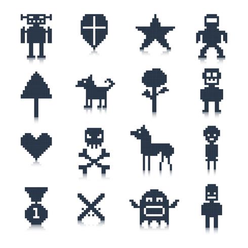 Personajes de juego de píxeles vector