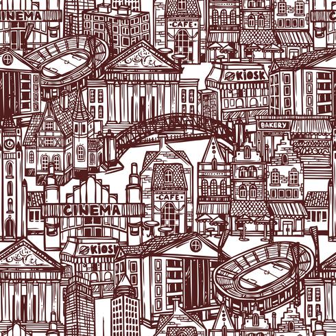 Sketch city seamless pattern vector