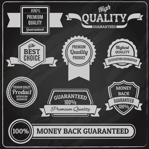 Quality labels chalkboard vector