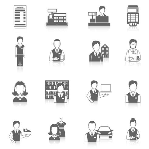 Set icons salesman black vector
