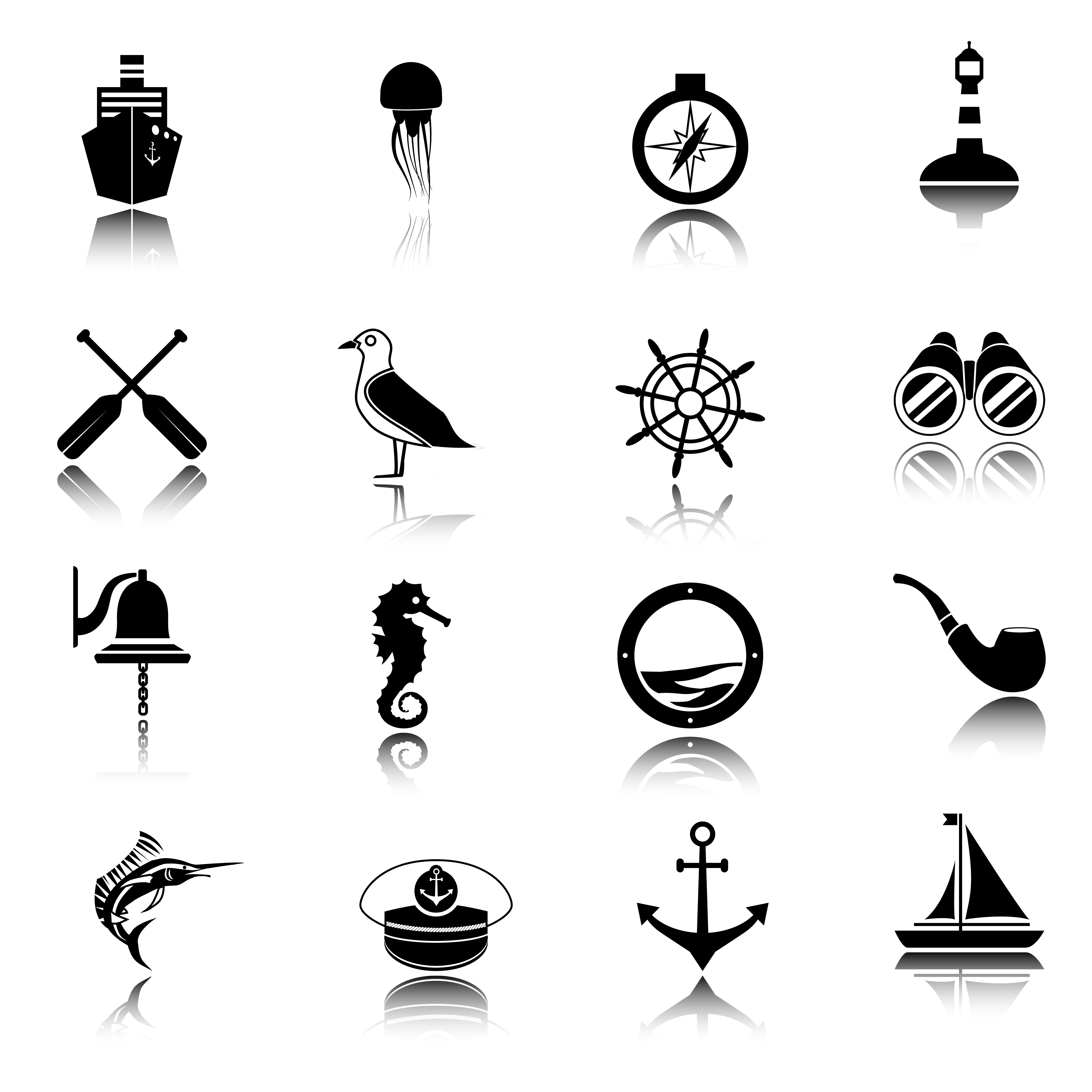 Nautical icons set black 438834 Vector Art at Vecteezy