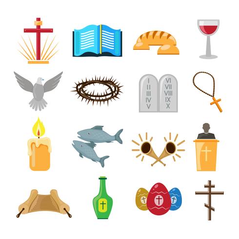 Christianity icons set vector